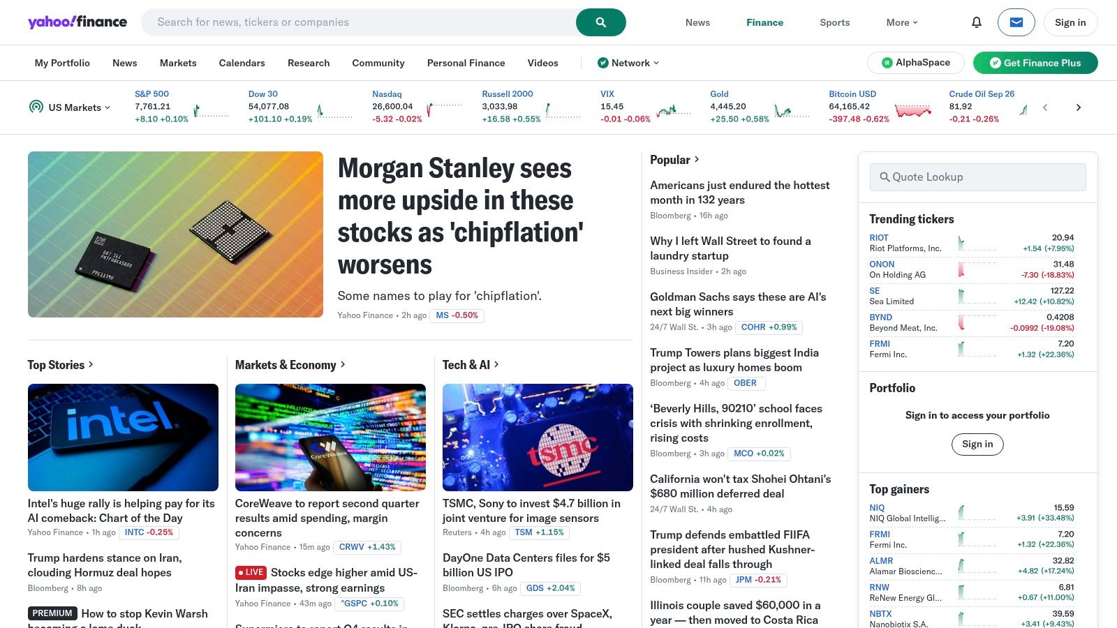 Yahoo Finance Plus (Bronze/Silver/Gold)